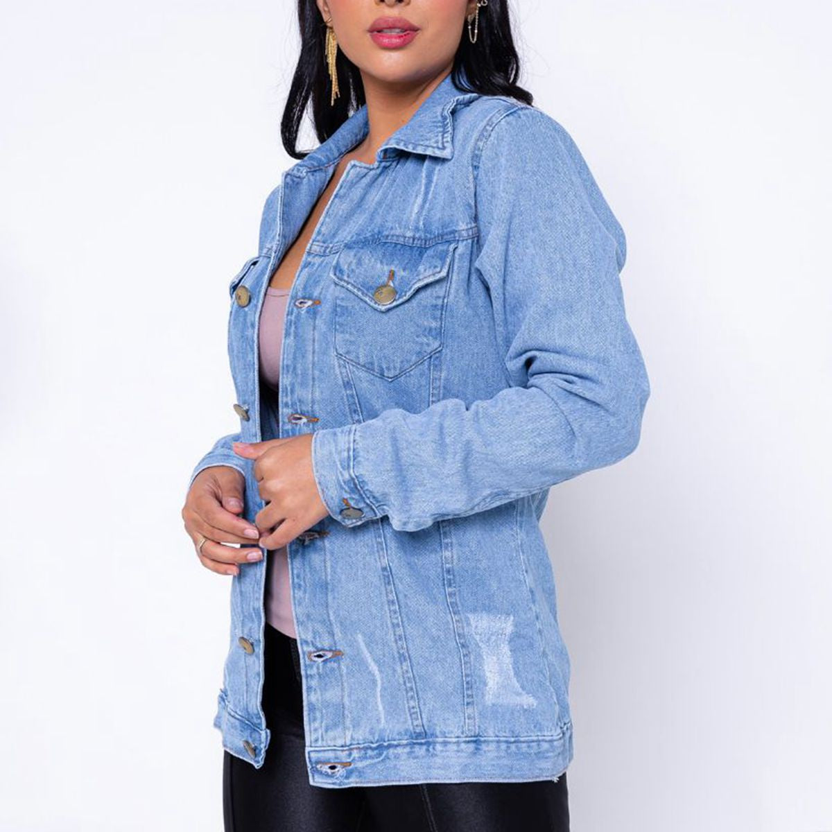 Jaqueta Feminina Jeans Longa