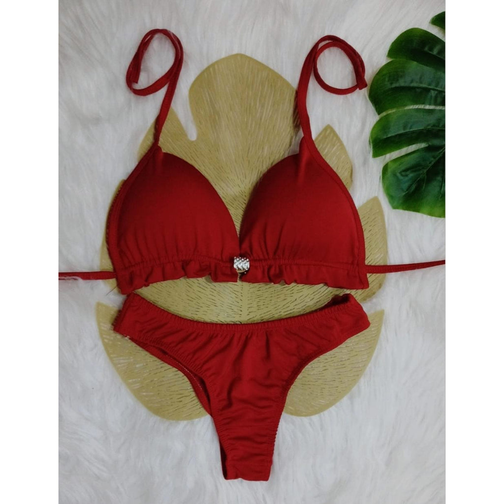 Biquíni Feminino com Bojo Cortininha de Asa Delta