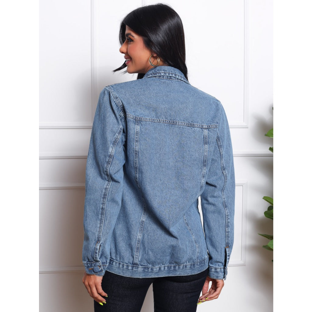Jaqueta Feminina Jeans Longa
