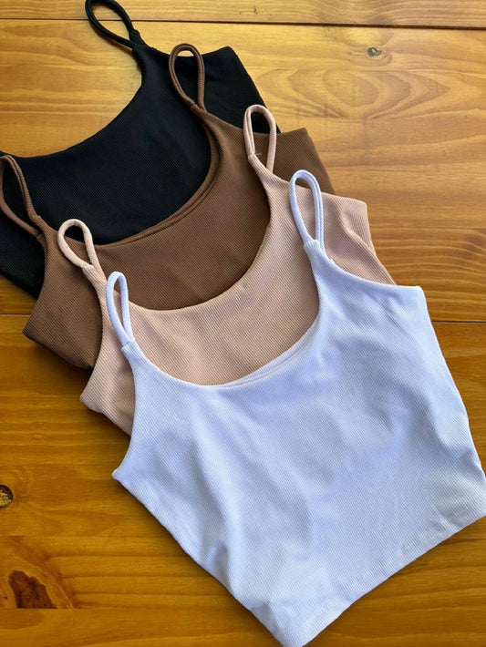 Kit 4 Cropped Canelado Feminino