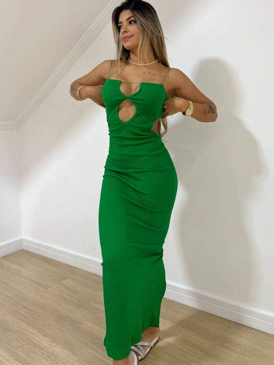 Vestido Feminino Longo Decotado Slim