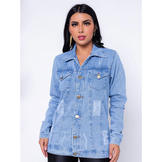 Jaqueta Feminina Jeans Longa